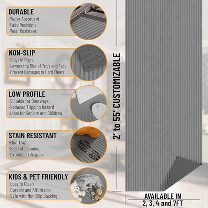 2' x 33' Hallway Runner with Scraper Pile Extra Durable Non