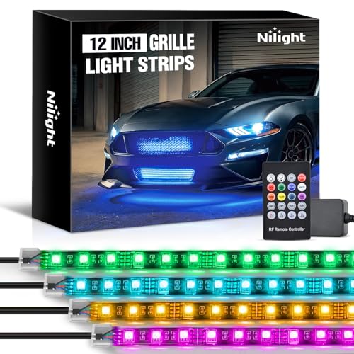 4PCS 12" RGB LED Grille Light Strips with Wireless Remote Control