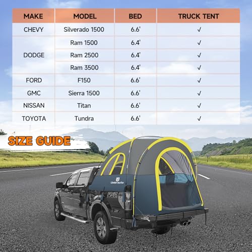 Truck Bed Tent 6.4' ~ 6.7' Easy Set Up Umburato Pickup Truck Tents for Camping