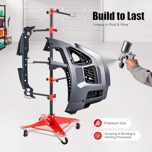 Panel Tree Stand for Painting Rotatable FreeStanding Panel Paint Holder with Wheels Adjustable Center Post for Hang Automotive Doors Fenders Bumpers