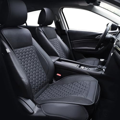 Carbon Fiber Leather Car Seat Covers Front 2PC Waterproof Black (2 Count)