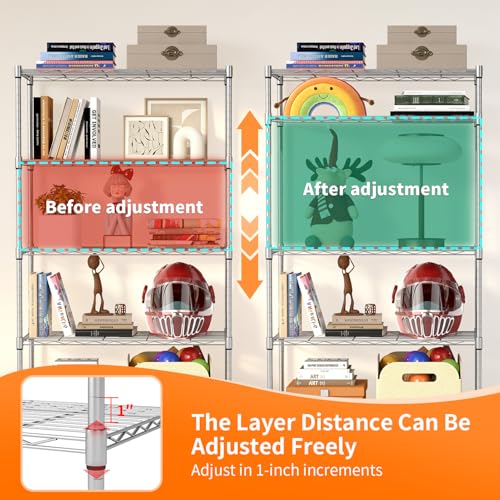 5 Tier Wire Storage Shelves with Wheels