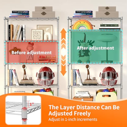 5 Tier Wire Storage Shelves with Wheels