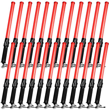 24 Pieces 21 Inch Signal Traffic Wand Safety Traffic Control Wand Safety Baton with 2 Flashing Modes LED Light