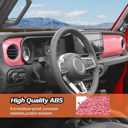 2pcs for 2024+ Jeep Wrangler JL Pink Interior Accessories Center Console Dash Panel Cover Trim