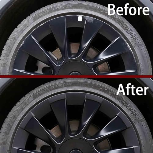 for Tesla Model Y 20 Inch Wheel Rim Protector Hubcaps Induction Wheels Rim Cover Tire Trim Rings Matte Black 4Pcs Model Y Accessories (4 Count)