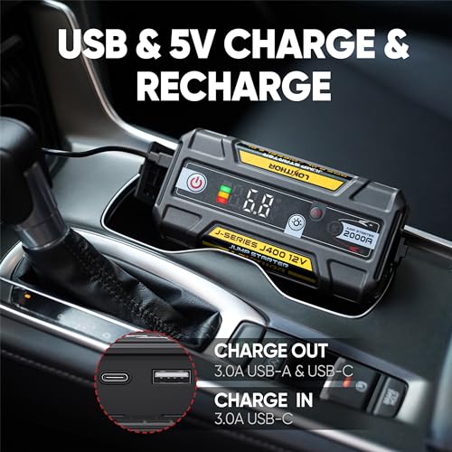 J400 Portable Jump Starter for Upto 8.0L Gas & 6.0L Diesel Engines