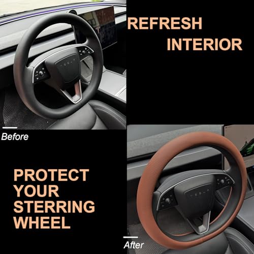 Nappa Leather Steering Wheel Cover for Tesla Model Y