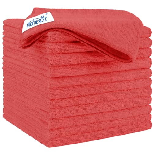 Red Microfiber Cleaning Cloth 12 Pack (12 Count)