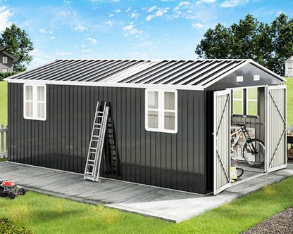 10x16x7 FT Outdoor Storage Shed with 2 Transparent Panels