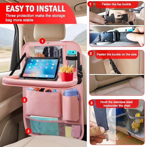 2Pack Car Backseat Organizer with Foldable Table Tray