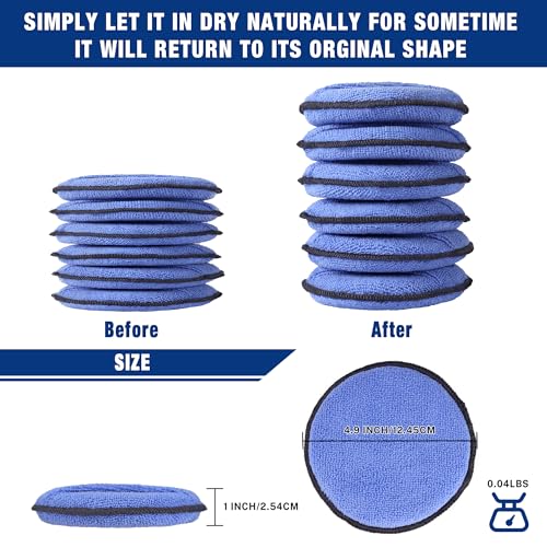 18 Pack Car Microfiber Wax Applicator Pads with Finger Pocket (18 Count)