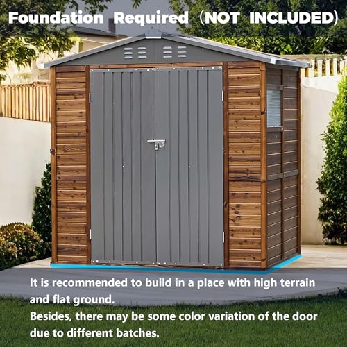 6x4 FT Outdoor Storage Shed with Windows