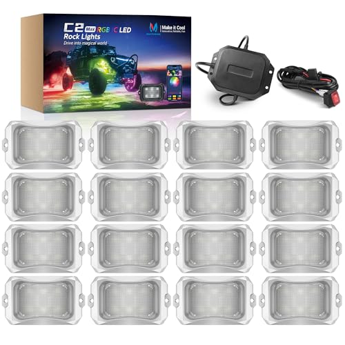 C2 MAX 16 Pods RGB+IC Chasing Rock Lights with White Housing