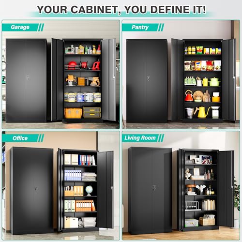 Metal Storage Cabinet with 2 Doors and 5 Shelves
