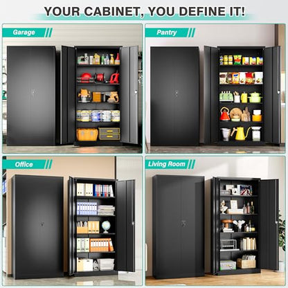 Metal Storage Cabinet with 2 Doors and 5 Shelves