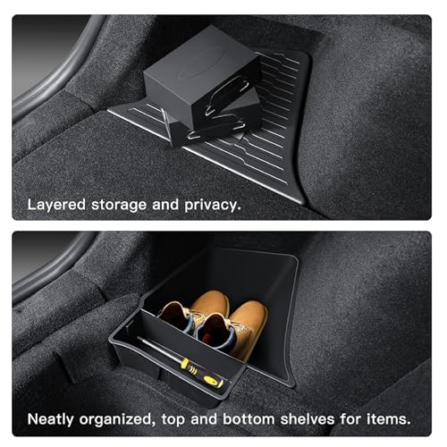 2PCS for 2025 2026 Tesla Model Y Juniper Trunk Organizer Trunk Storage Bins with Lid TPE Waterproof Trunk Storage Box for Model Y Juniper Interior Accessories (2 Count)