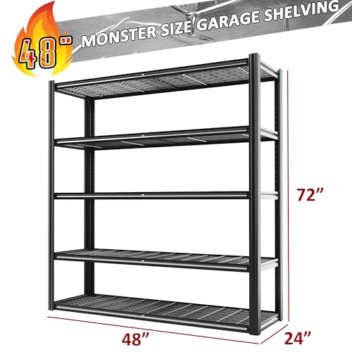 48" W Metal Garage Shelving 5 Tier Storage Shelves Heavy Duty 3030LBS