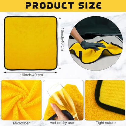 50 Pcs 16"x16" Yellow Microfiber Towels for Cars Drying Polishing (50 Count)