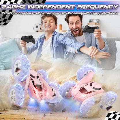 Pink Purple RC Stunt Car for Kids