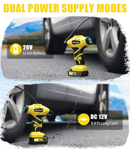20V Rechargeable Cordless Tire Inflator Portable Air Compressor