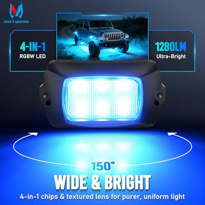Q1 RGBW 4 Pod Rock Lights for Trucks with App & Remote Control (4 Count)
