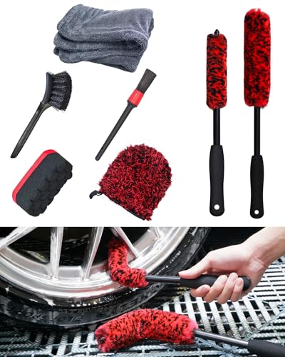 Professional 4 Pack Long Handle Wheel Brush Kit for Cleaning Wheel and Tire