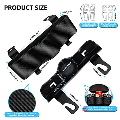 Car Headrest Organizer with Cup Holder &Hooks