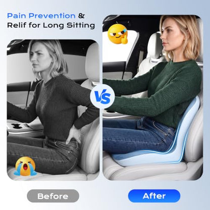 Car Seat Cushion and Lumbar Support Pillow One Piece