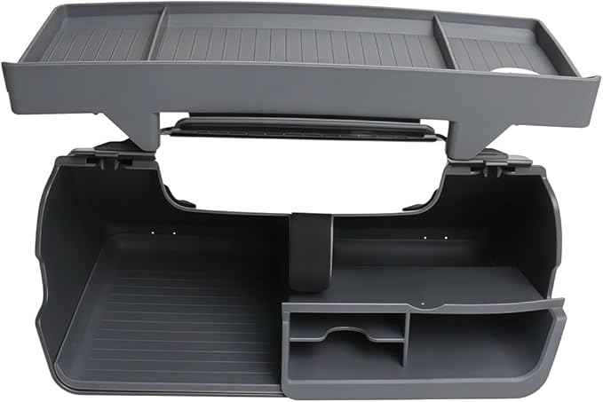 GGCLIMAX Under Screen Storage Organizer Compatible with Tesla Model 3/Y Over Center Console Display Tray ABS+TPE Storage Box with Anti-Skid Design Black/Grey, Dual/Single Storage(Grey Dual Storage)