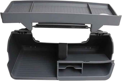 GGCLIMAX Under Screen Storage Organizer Compatible with Tesla Model 3/Y Over Center Console Display Tray ABS+TPE Storage Box with Anti-Skid Design Black/Grey, Dual/Single Storage(Grey Dual Storage)