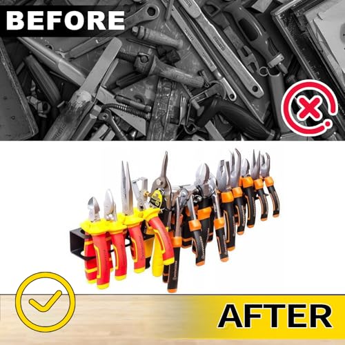 2 Pack Screwdriver Plier Organizer Wall Mount Steel Wall Mount Tool Storage Rack Screwdriver Organizer Hand Tool Hammer Pliers Storage Rack For Garage Workshop Homes Workshops Sheds (2 Count)