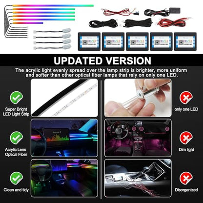 Acrylic Interior Car LED Strip Light with Wireless APP