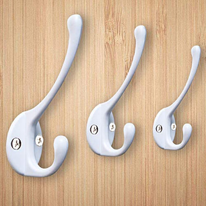 10 Pack Heavy Duty Dual Coat Hooks Wall Mounted with 20 Screws Retro Double Hooks Utility Black Hooks for Coat (10 Count)