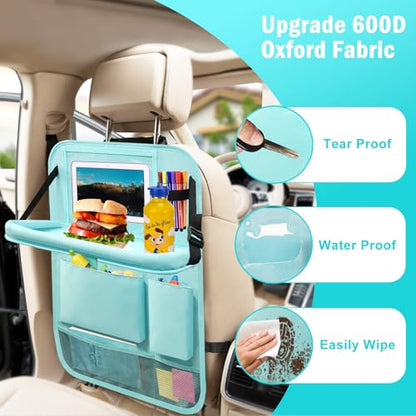 2Pack Car Backseat Organizer with Foldable Table Tray (2 Count)