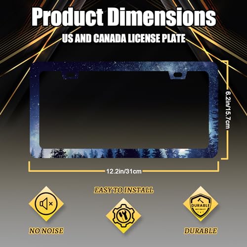 Stainless Steel Starry Sky Galaxy Forest License Plate Frame 12.3 x 6.3 in