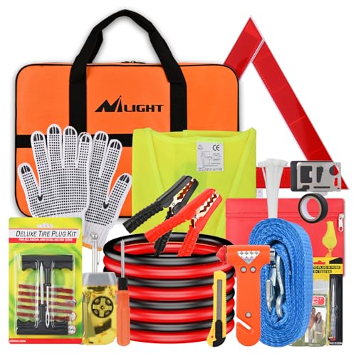 Car Roadside Emergency Kit with Jumper Cables Tow Rope