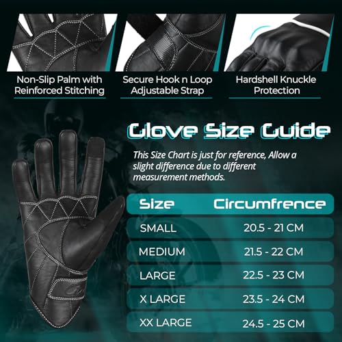 Motorcycle Gloves Men's Leather Motorbike Gloves Touchscreen Function