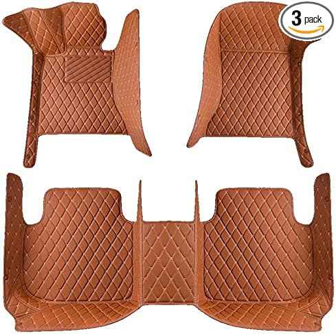 Custom 3D Leather Car Floor Mats Fit for Cars, SUVs,Sedan All-Weather Protection Anti-Slip Premium Car Mat (Light Brown)