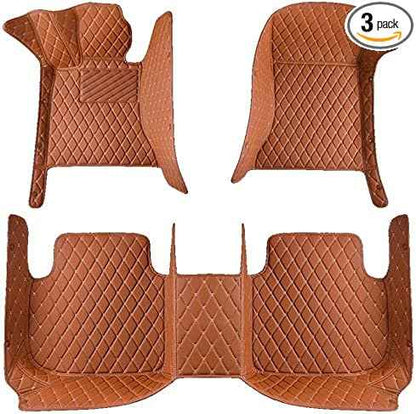 Custom 3D Leather Car Floor Mats Fit for Cars, SUVs,Sedan All-Weather Protection Anti-Slip Premium Car Mat (Light Brown)