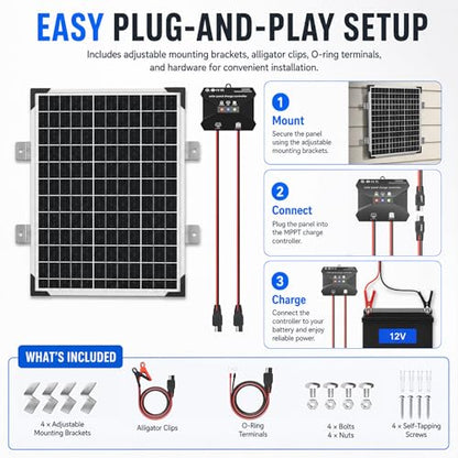 50W 12V Solar Panel Battery Charger Trickle Maintainer Kit