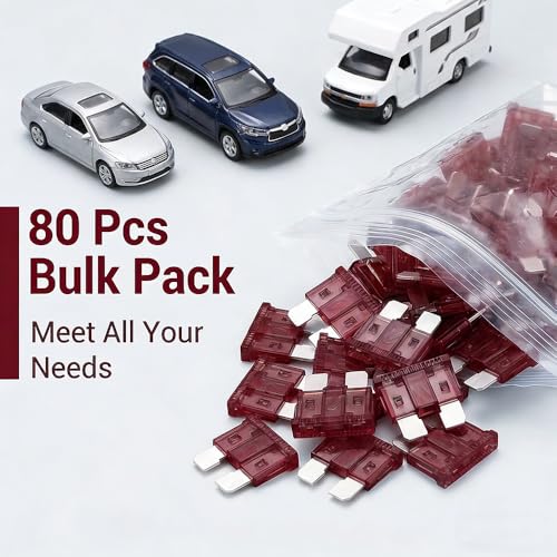 80Pcs) 40 Amp Standard Fuse, 40A Car Blade Fuses for Car/RV/Truck/SUV/Motorcycle/Boat
