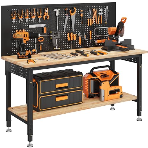 60" Work Bench with Storage & Pegboard