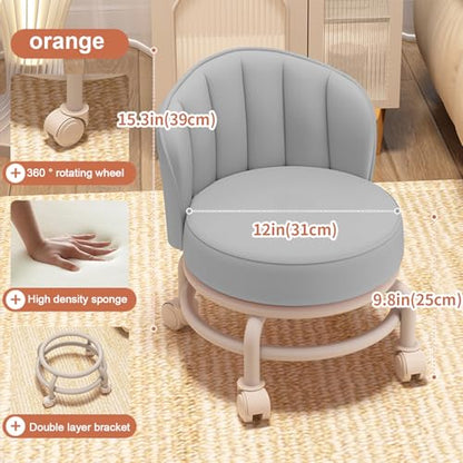 Low Rolling Stool with Backrest