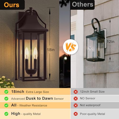 18IN Dusk to Dawn Outdoor Wall Sconce