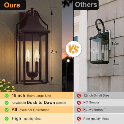 18IN Dusk to Dawn Outdoor Wall Sconce
