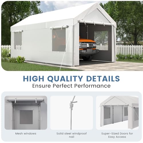 Carport 10' x 20' Heavy Duty Carport with Roll