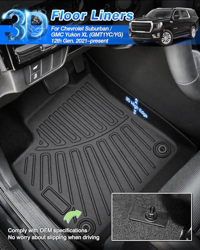 Floor Mats for Chevy Suburban & GMC Yukon XL 7 Seats 2021
