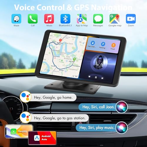 Carplay Screen for Car 7" HD Wireless Portable Car Play Touchscreen Stereo