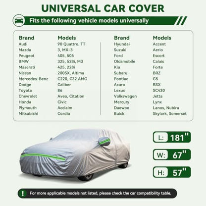 6 Layers Premium Sedan Car Cover Waterproof All Weather Weatherproof UV Sun Protection Snow Dust Storm Resistant Outdoor Exterior Custom Form